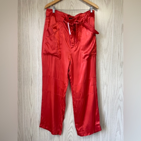 J. Crew Drapey Tie-Waist Cargo Pant Rustic Brick Size 14 NWT - Picture 3 of 4